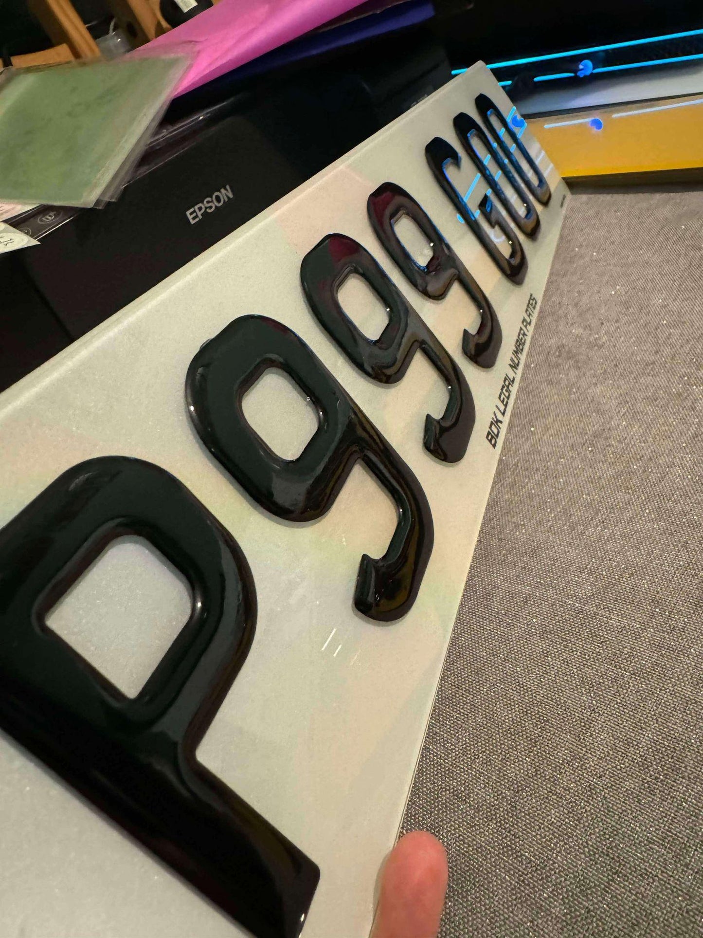 3d gel number plates - example side view 2 