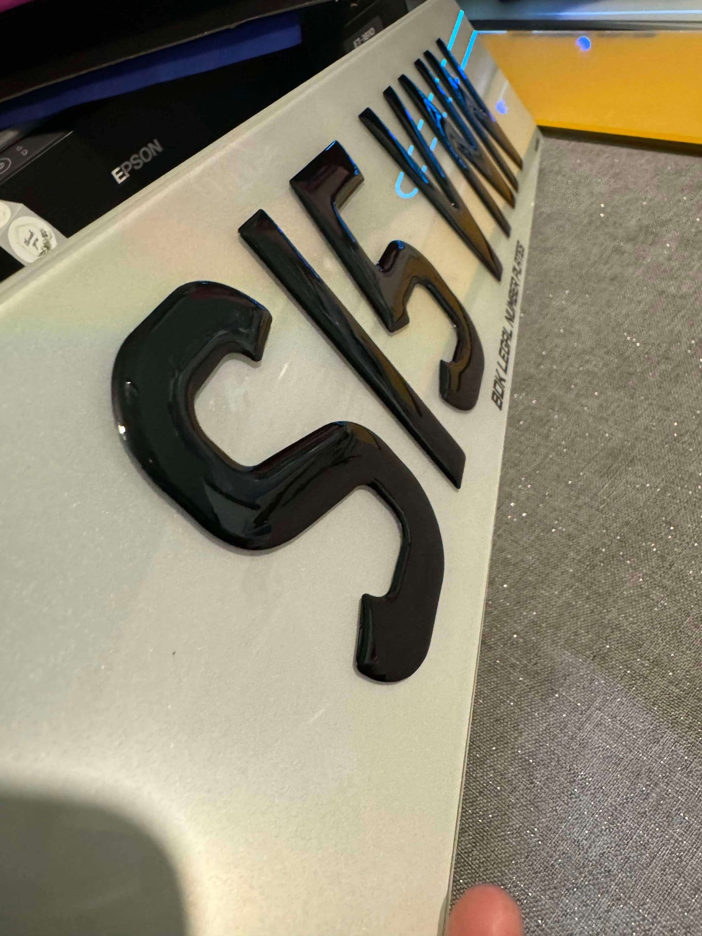 3d gel number plates - example side view 3