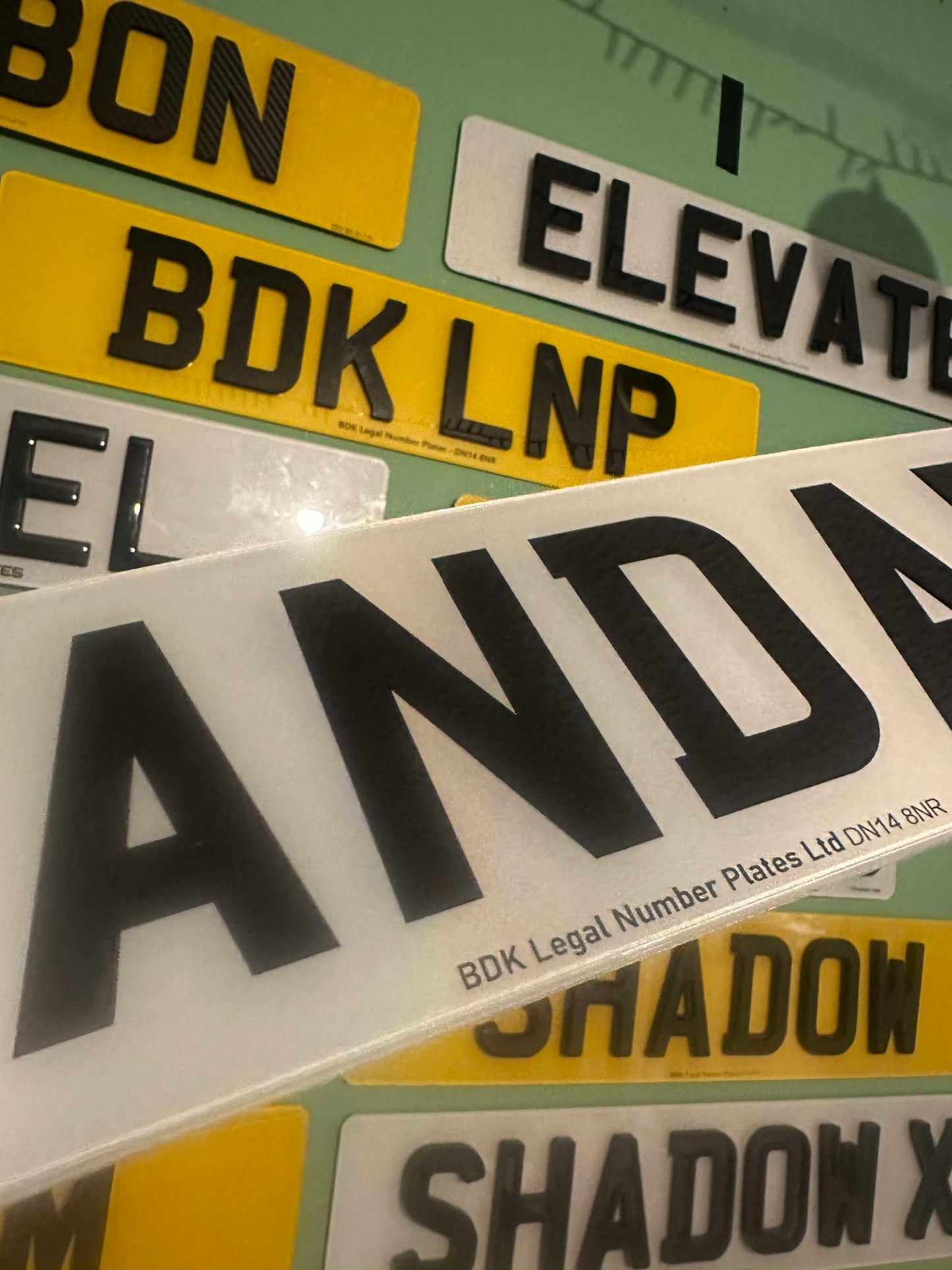 standard printed Number plates middle view