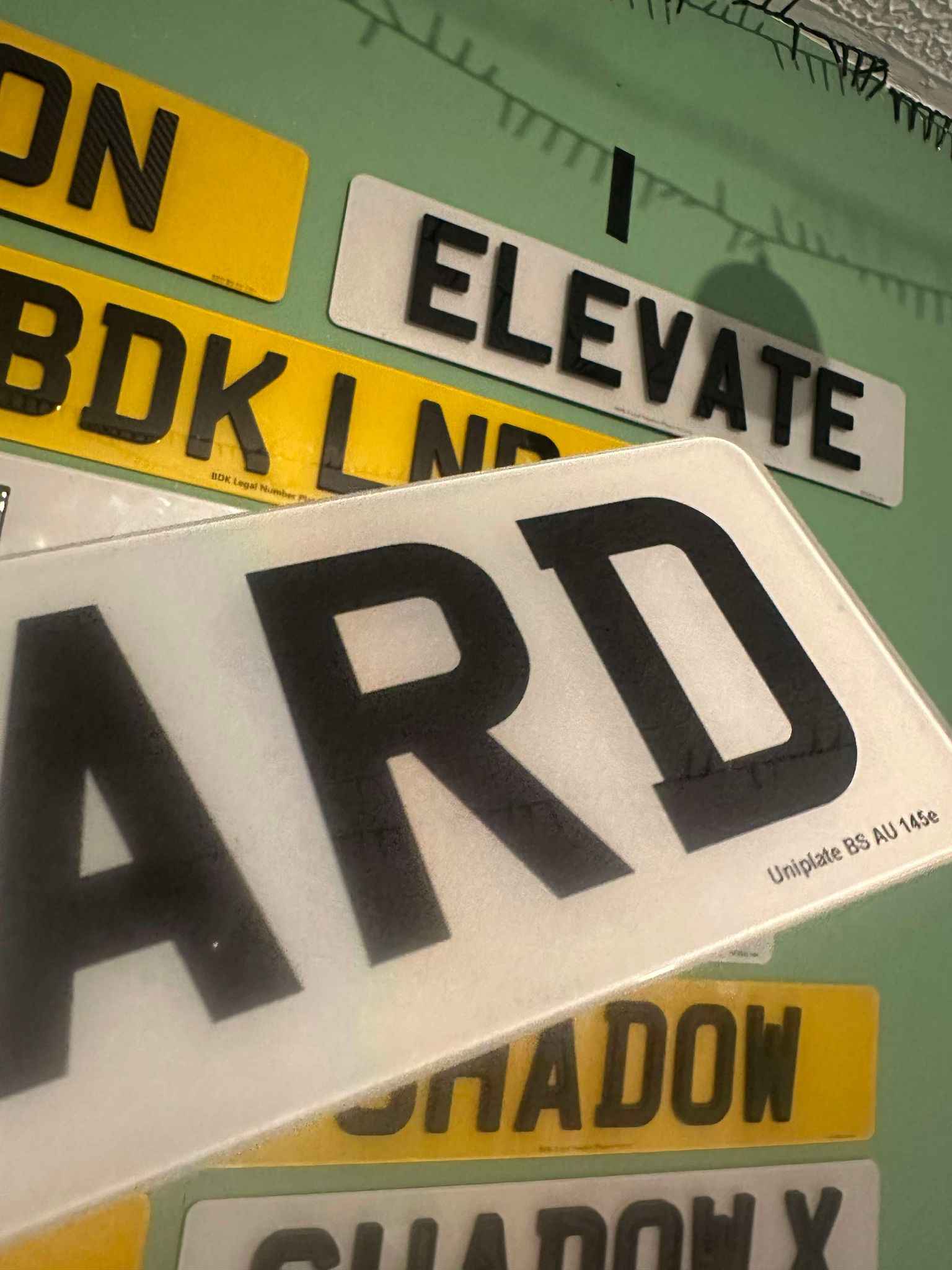 standard printed Number plates end view