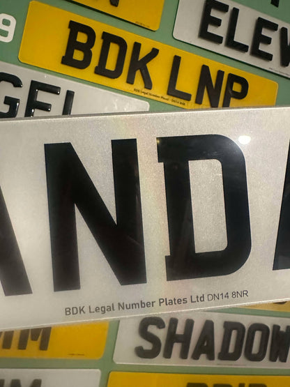 standard printed Number plates mid view 2